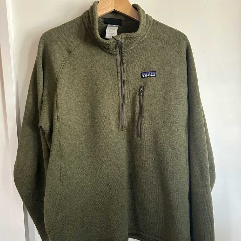 Patagonia Olive Zip-Neck Fleece Pullover